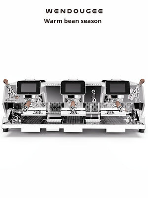 Wendougee coffee machine semi-automatic commercial three-head espresso maker in professional cafe setting