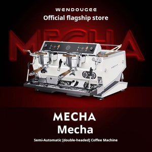 DMECHA F-SAT series commercial espresso machine in stainless steel with triple boiler and dual smart displays