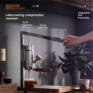 Aleman 2s hand press coffee machine stainless steel semi-automatic espresso with wooden base and lever handle