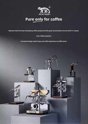 Aleman 2s hand press coffee machine semi-automatic espresso with stainless steel body and wooden base and handles