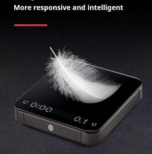 HARIO Smart Electronic Scale with dual LED display, polished glass surface, and anti-slip silicone pad for precise coffee brewing