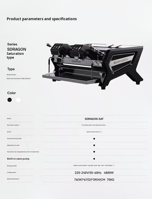 Wendougee SDRAGON-SAT commercial dual-boiler espresso machine with touchscreen for high-volume coffee shops