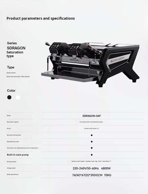 Wendougee SDRAGON-SAT commercial dual-boiler espresso machine with touchscreen for high-volume coffee shops