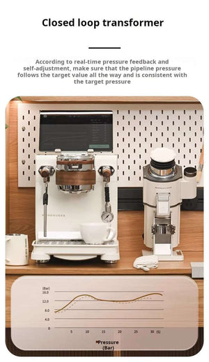 WENDOUGEE DATA S dual boiler espresso machine with touchscreen and smart connectivity
