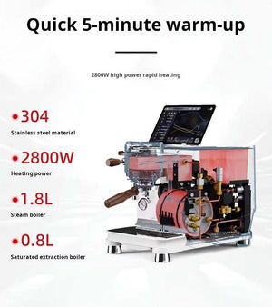 WENDOUGEE DATA S professional dual boiler espresso machine with smart IoT connectivity and customizable extraction settings