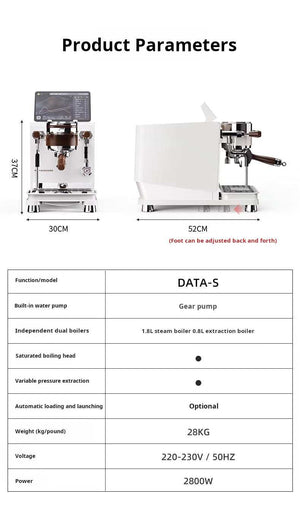 WENDOUGEE DATA S professional dual boiler espresso machine with smart pressure profiling and IoT connectivity