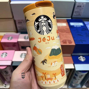 Starbucks Korea Been There Series city souvenir mugs and tumblers featuring iconic Korean landmarks and travel illustrations
