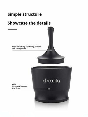 Choxila Precision Dosing Cup with ergonomic handle and matte black finish for uniform coffee powder dosing
