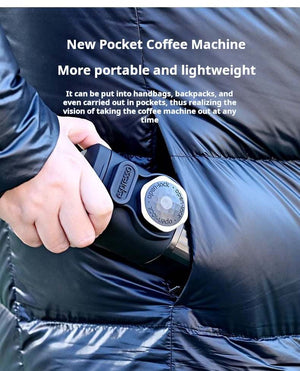 AeroPress Pro 15-bar portable espresso maker with hand-pump brewing capsules and ground coffee outdoors