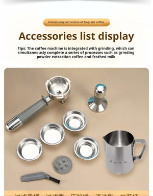 SMEG Espresso Coffee Machine with built-in grinder, 20-bar pressure, milk frother, and sleek metal design