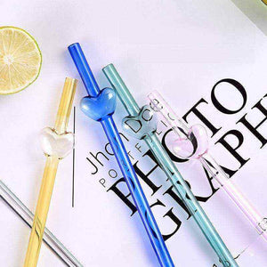 heart shaped glass straw for coffee mugs and tumblers
