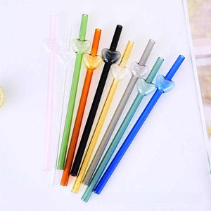 Heart shaped glass straw for coffee mugs and tumblers