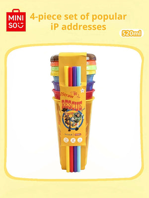 MINISO Disney Toy Story Series Straw Cups, Plastic Cups, Portable Cups, 4-Piece Summer Set