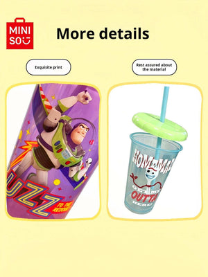 MINISO Disney Toy Story Series Straw Cups, Plastic Cups, Portable Cups, 4-Piece Summer Set