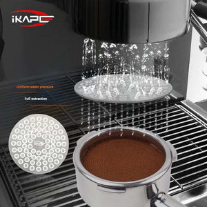 IKAPE Stainless Steel reusable espresso puck screen for uniform water distribution and machine cleanliness