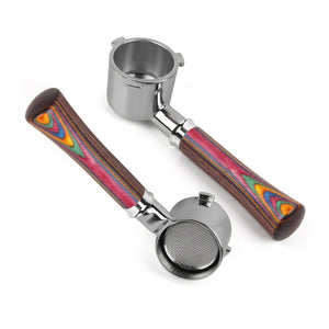 Rainbow wood bottomless portafilter from IKAPE, product view