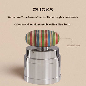 Timemore Wooden Espresso Tamper and Distributor Set with wooden handles and stainless steel bases for precision espresso extraction