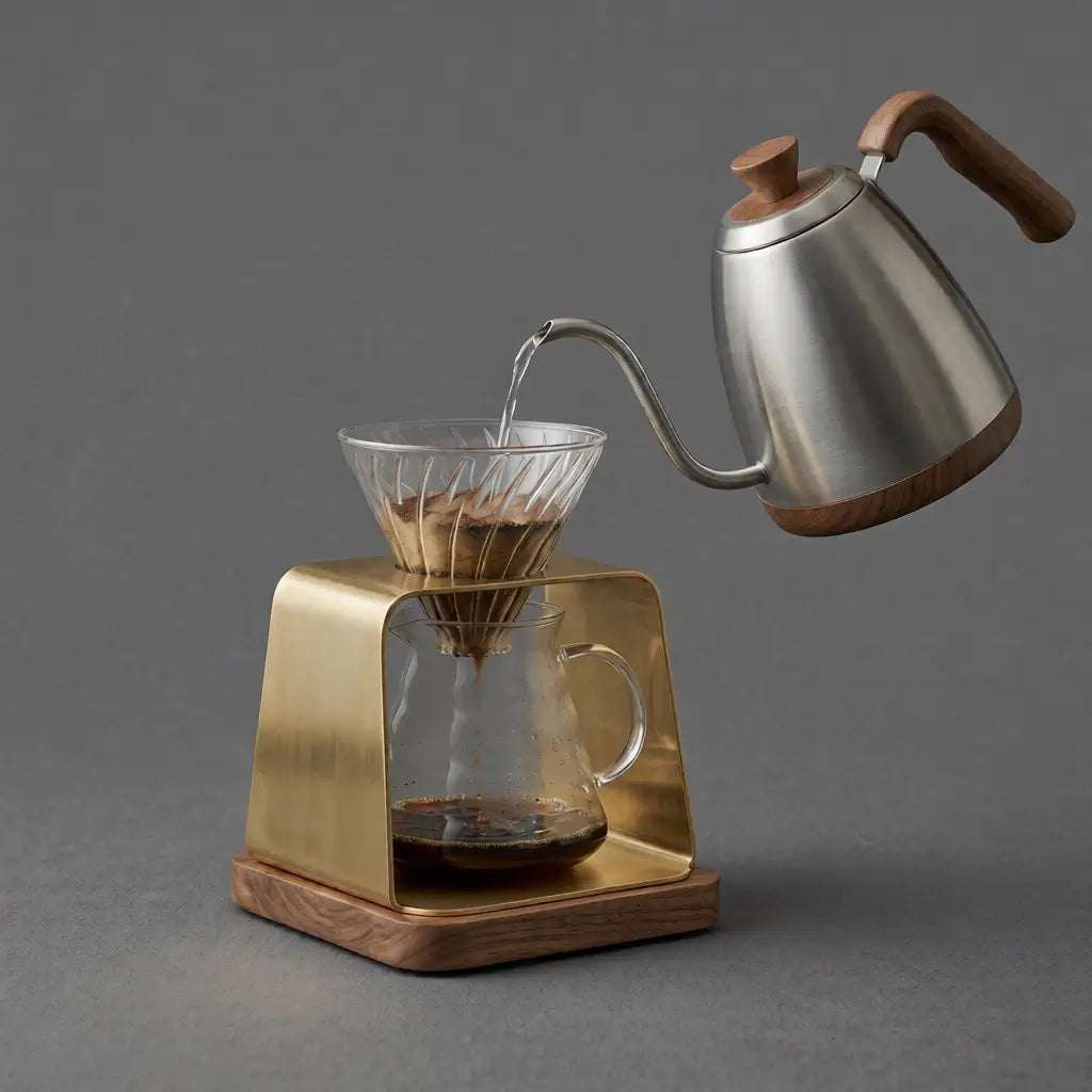 Various coffee makers and brewers displayed on a counter