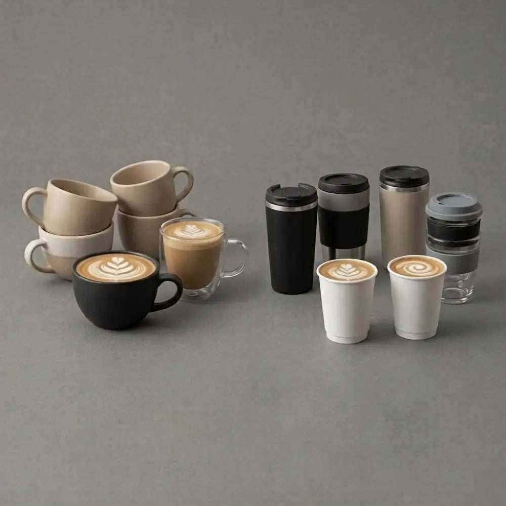 various coffee cups and mugs
