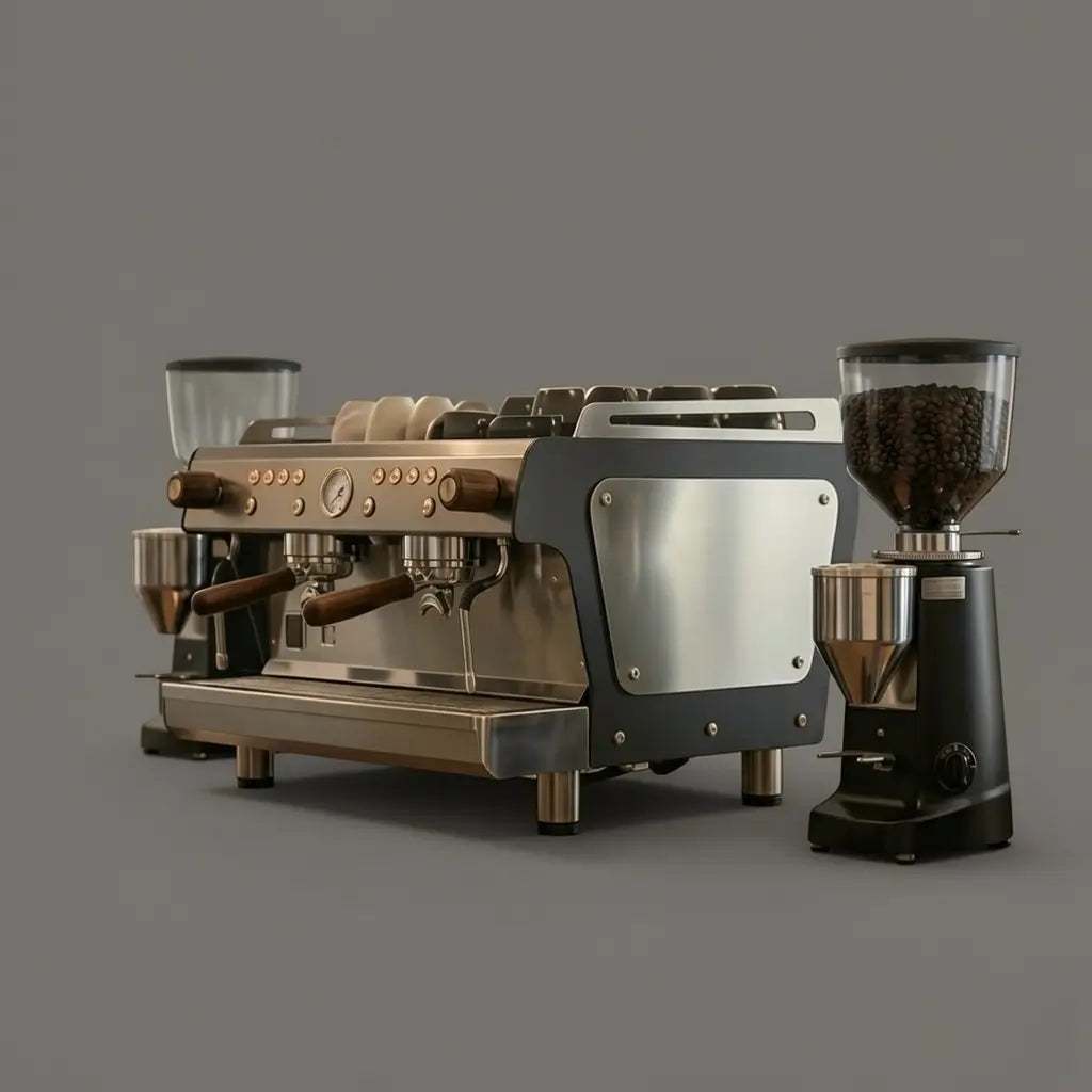 Professional coffee equipment on display
