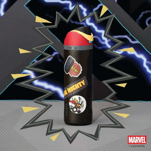 Owala 24oz FreeSip Water Bottle with Marvel Captain America design and matching character stickers
