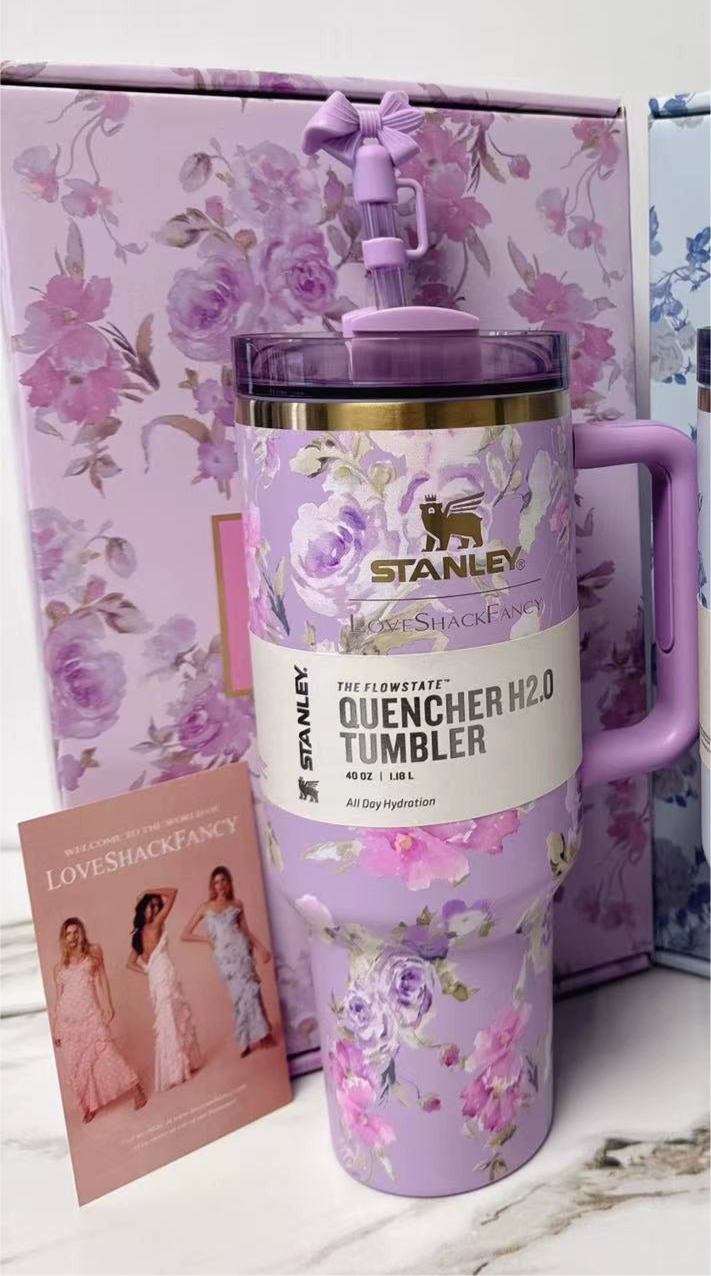 Stanley Tumbler floral edition stainless steel insulated travel mug with flower pattern design