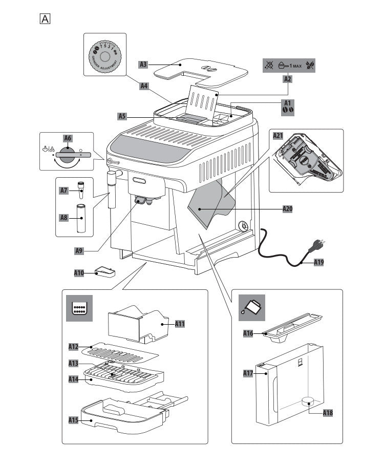 Delonghi Magnifica S Italian fully automatic coffee machine with built-in grinder and sleek design