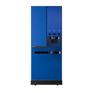 xBloom Studio in blue, straight front view with the side knobs and swing arm