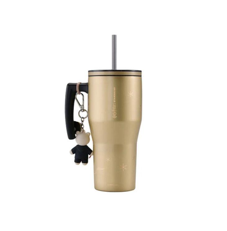 Starbucks x Harry Potter Golden Hogwarts Castle Edition 30oz thermal mug with gold finish and black handle