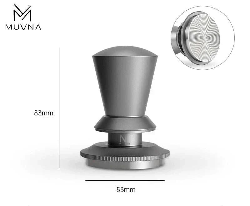 تامبر قهوة MUVNA Espresso أفقي أسود مطفي مع قاعدة ستانلس ستيل قابلة للضبط بدقة