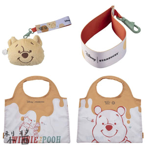Winnie the Pooh accessories including straps and foldable bags