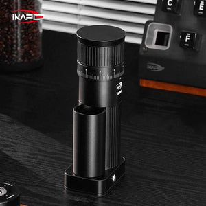IKAPE portable electric coffee grinder with aluminum alloy body and conical steel burrs for espresso
