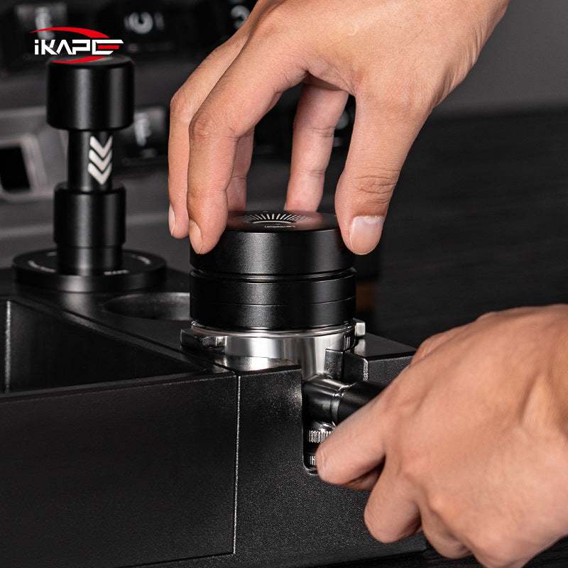 IKAPE Magnetic Espresso Coffee Distributor Tool with magnetic levitation and dual-bearing design for even coffee grounds distribution