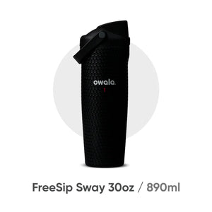 Front view of Owala Out of Bounds golf bottle showing 32 oz capacity