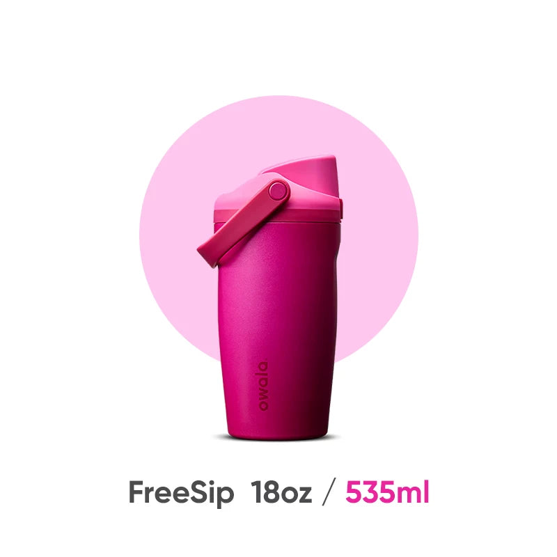 Owala kids water bottle in Wild Child magenta and purple