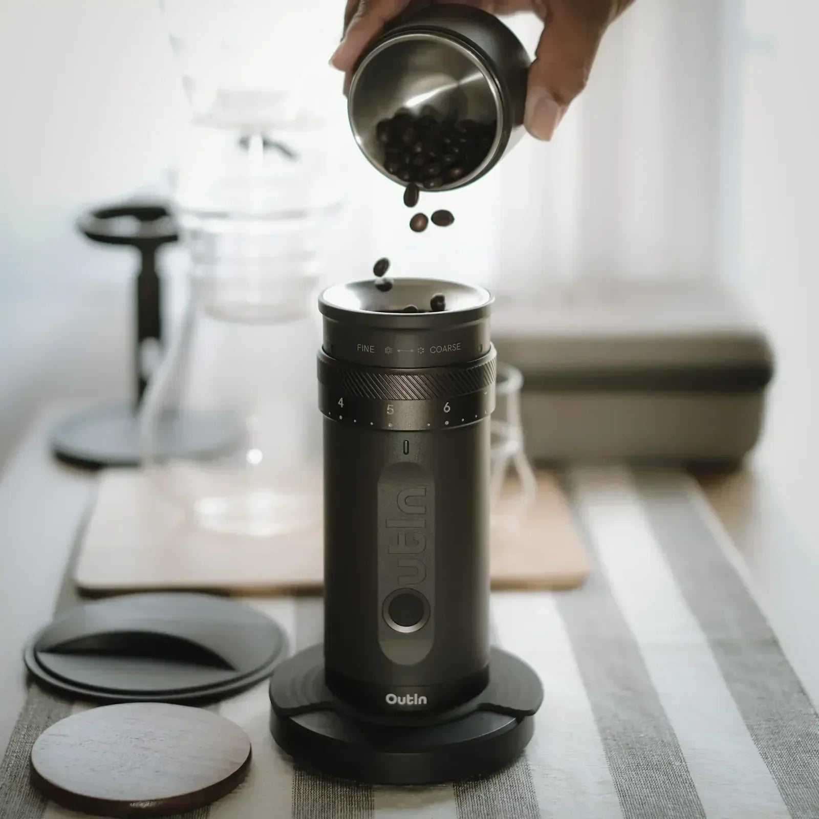 Outin Mino Nano portable espresso machine for outdoor camping, car, and home use