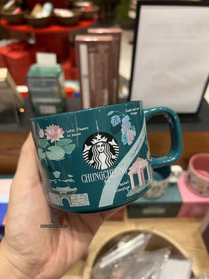 Starbucks Korea Been There Series city souvenir mugs and tumblers featuring Korean landmarks.
