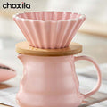 Choxila "Origami" Ceramic Coffee Set | Geometric Art & Bamboo Elegance