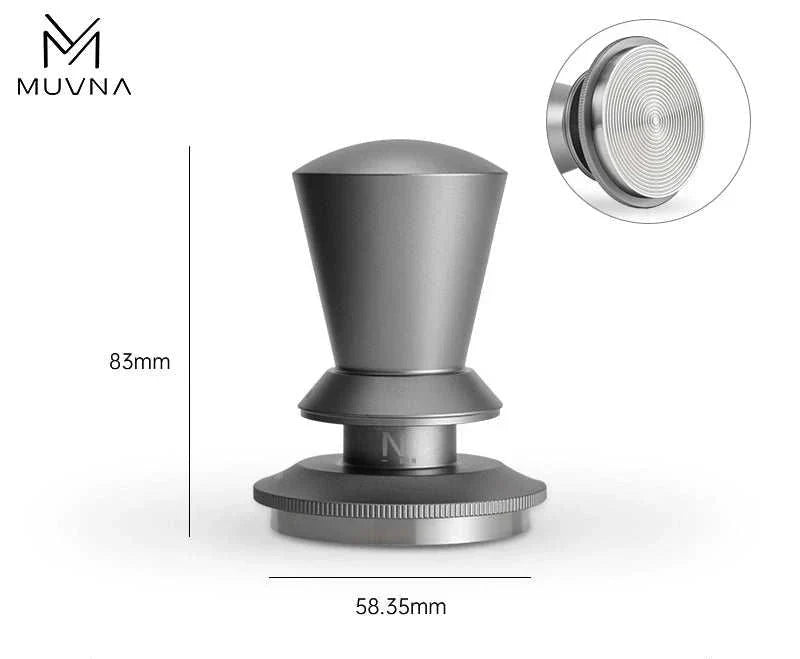تامبر MUVNA Espresso أفقي بتصميم أسود مطفي وقاعدة ستانلس ستيل قابلة للتعديل للضغط المثالي على قهوة الإسبريسو