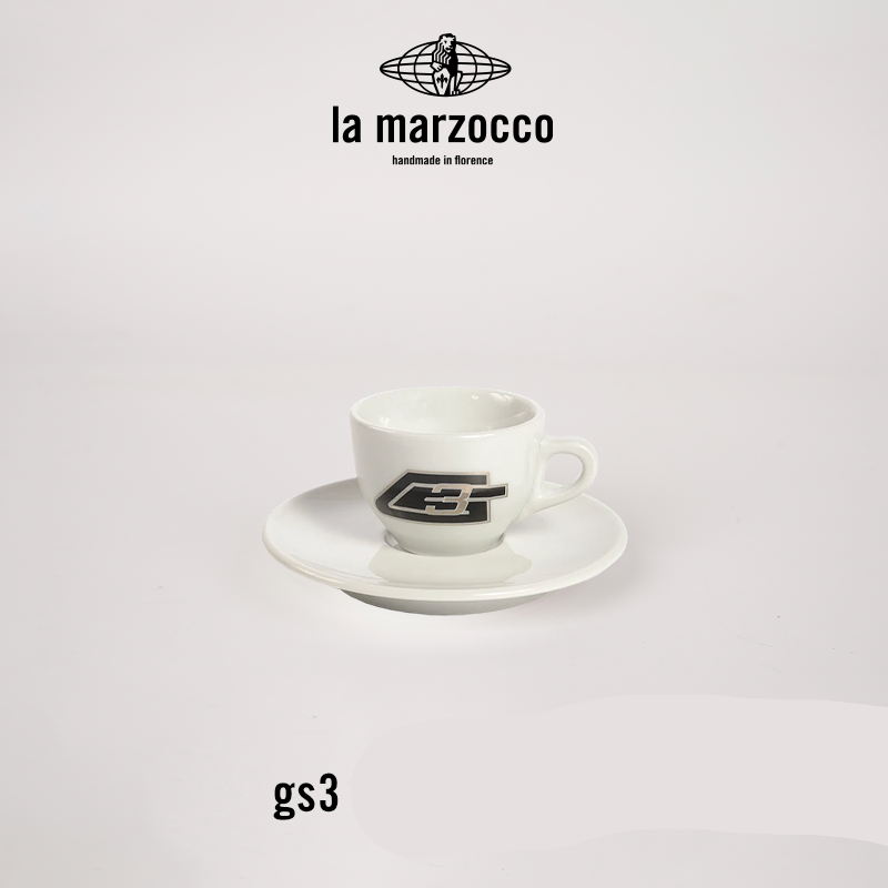 La Marzocco Heritage ceramic cup and saucer set for premium espresso and coffee experience