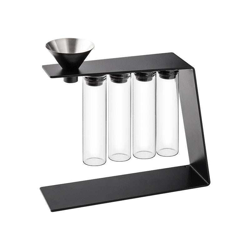 Magnetic coffee bean storage tubes with metal stand and funnel for fresh single-dose espresso beans