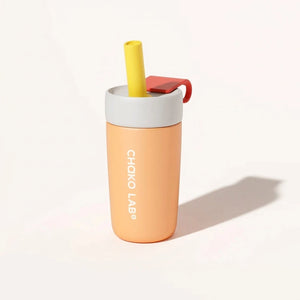 CHaKOLAB tumbler with straw, angle view