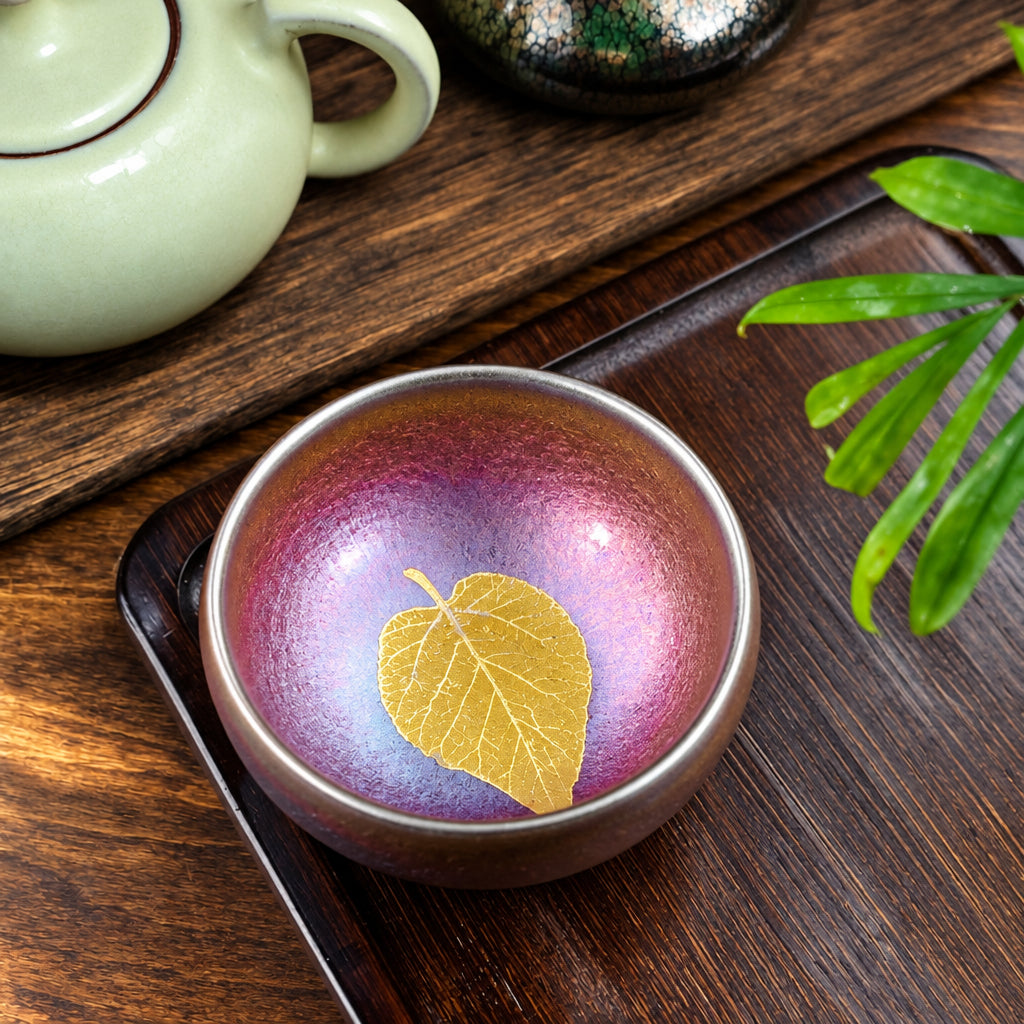 Jianzhan gold leaf tea cup, handmade ceramic master cup