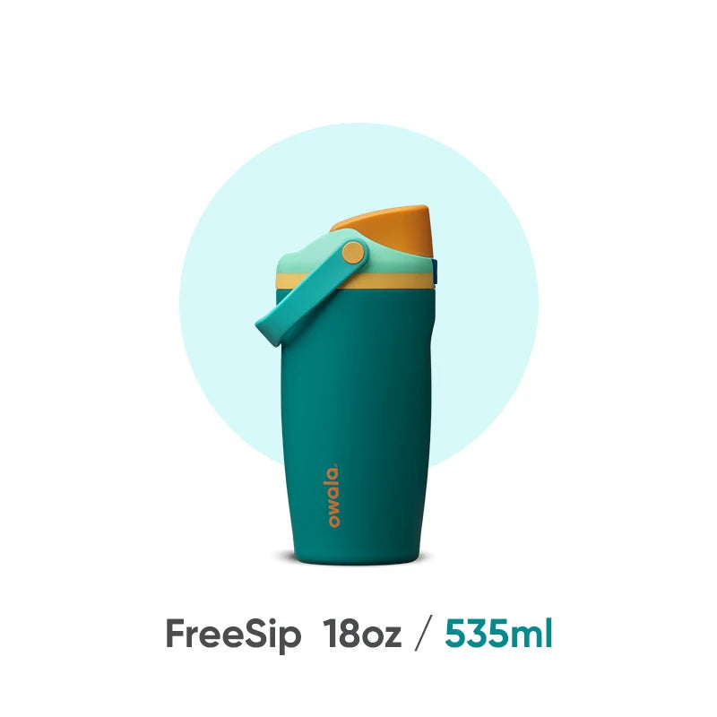Owala kids water bottle in Splishy Splashy teal and orange