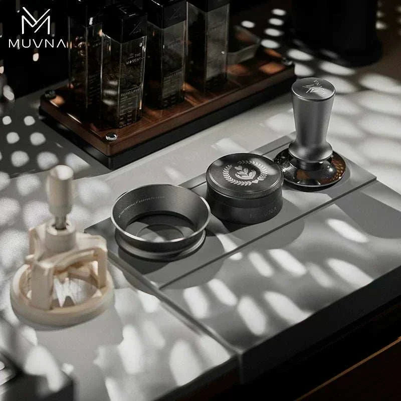 MUVNA espresso set, gravity cloth, powderer, powder ring, cloth needle press, mat