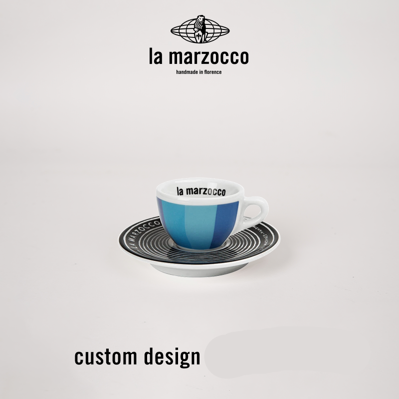 La Marzocco Heritage ceramic coffee cup and saucer set with elegant Italian design