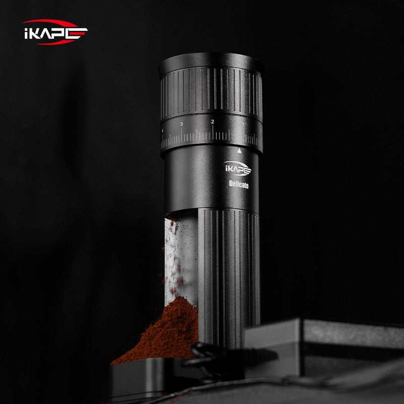 IKAPE portable electric coffee grinder with aluminum alloy body and 48mm steel conical burr for espresso