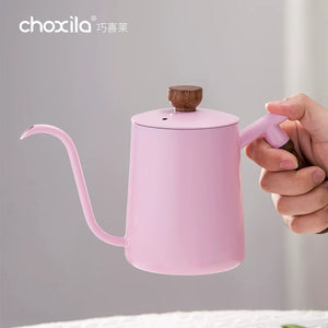 Choxila Gooseneck Pour-Over Kettle | Soft Rose & Walnut Elegance 🪵