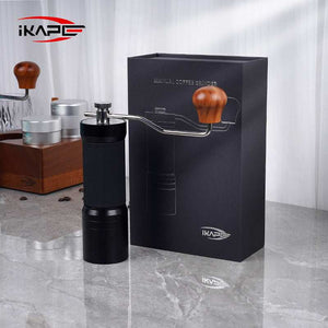 IKAPE Manual Coffee Grinder with adjustable grind settings and wooden handle