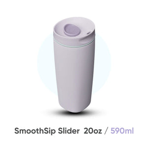 Owala insulated coffee mug in lavender, angled view